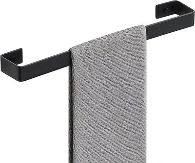 Productafbeelding van Mooche 304 Rvs Handdoekrek Handdoekhouder met Boren, Gastendoekhouder, Handdoekhouder voor Badkamer en Keuken, 40 cm (Zwart)