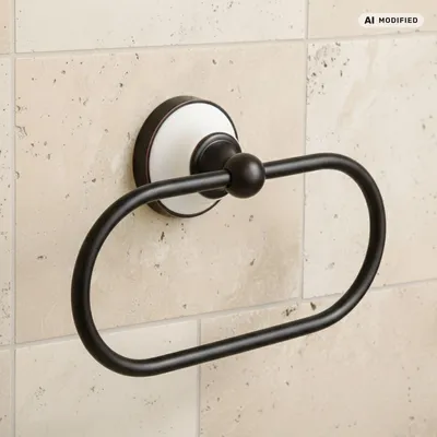 Produktbild von PaulGurkes Nostalgie Retro Handtuchring Handtuchhalterung schwarz