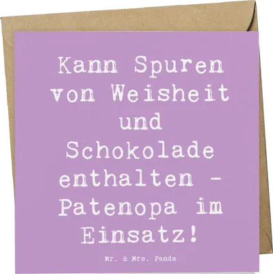 Produktbild von Mr. & Mrs. Panda Glückwunschkarte Spruch Patenopa und Weisheit - Lavendeltraum - Geschenk, Klappkarte, faltkarte, anlasskarte, handgemacht, Familie, Großvater, Geschenke