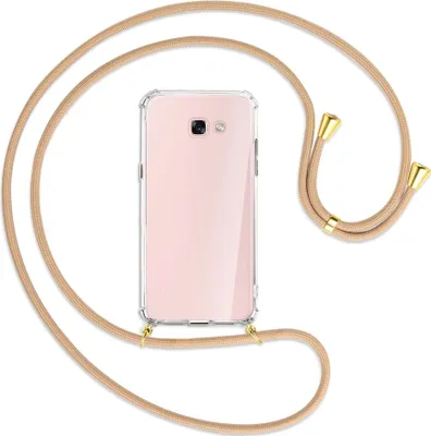 Produktbild von Handykette Backcover-Schutzhülle mit Band (Metall goldfarben) für Samsung Galaxy A7 2017 - beige