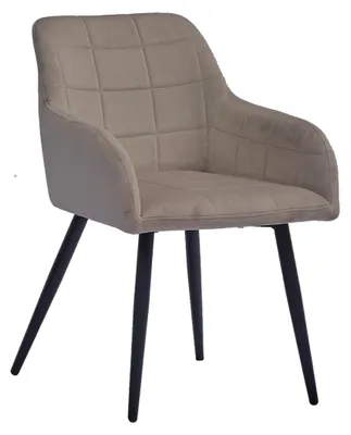 Produktbild von Esszimmer Armlehnstuhl Samt taupe schwarz Metallbeine LARS