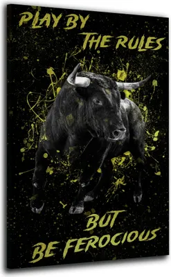 Produktbild von Wandbild Leinwandbild Motivation Stier Abstract Kunstdruck XXL Wanddeko: 80x120x2cm