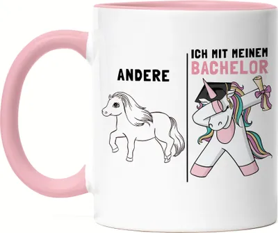 Produktbild von Andere Ich Mit Meinem Bachelor Tasse Rosa Einhorn Pferd Abschlussgeschenk Studium Humorvoll