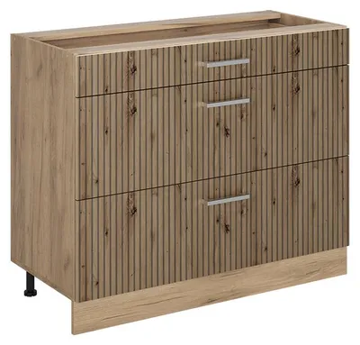 Immagine prodotto di Mobiletto base per cucina Vicco R-Line Rovere artigianale/Rovere dorato 100 cm senza piano di lavoro, Model 71609