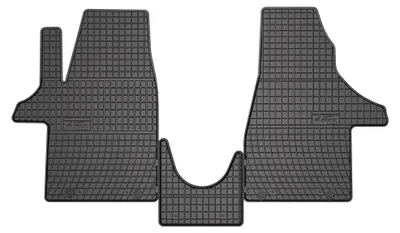 Image de Tapis avant en caoutchouc + tunnel pour Volkswagen Transporter T6.1 2019-2024 (monospace) – 3 pièces, noirs, sur mesure