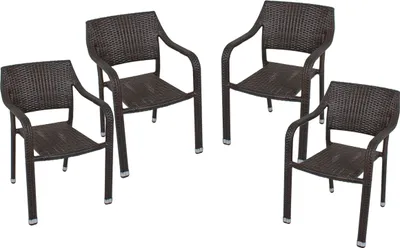 Produktbild von Gartenstuhl 4er Set VITO - Kunststoff, Coffee | Stapelstuhl Wetterfest Gartenstühle Outdoor Essstühle