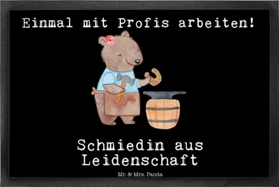 Produktbild von Mr. & Mrs. Panda Bodenvorleger Schmiedin Leidenschaft 40 x 60 cm - Schwarz - Geschenk, Schmutzfangmatte, Fußabtreter, Sauberlaufmatte, Gummimatte, fußmatte, Fußabstreifer