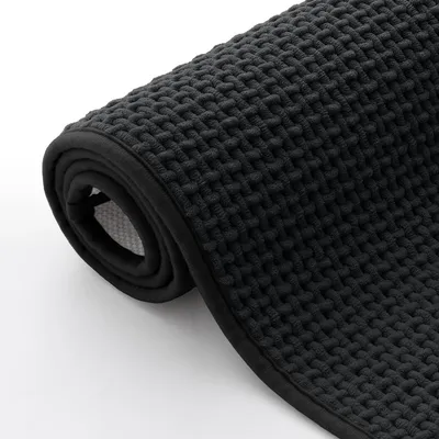 Produktbild von Chenille Badmatte, Rutschfest und Waschbar, 60 x 90 cm, Schwarz