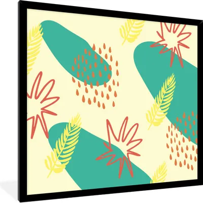 Produktbild von MuchoWow® Gerahmtes Poster Sommer - Pflanzen - Blau 40x40 cm - Poster mit Schwarzem Bilderrahmen Wandposter Rahmen Foto Bilder - Mit Rahmen - Wanddekoration Schlafzimmer