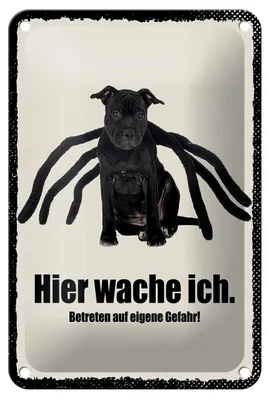 Produktbild von Blechschild Spruch 12x18cm Hund hier wache ich eigene Gefahr Schild
