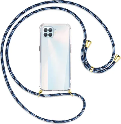 Produktbild von Handykette Backcover-Schutzhülle mit Band (Metall goldfarben) für Oppo A93 - Blautöne