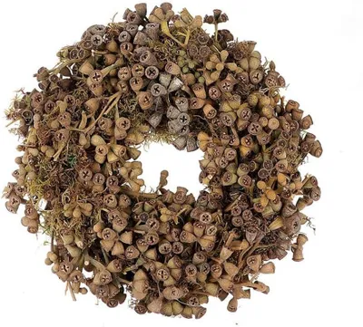 Imagen del producto de Corona de madera natural color marrón, diámetro 45 cm, para decoración de paredes