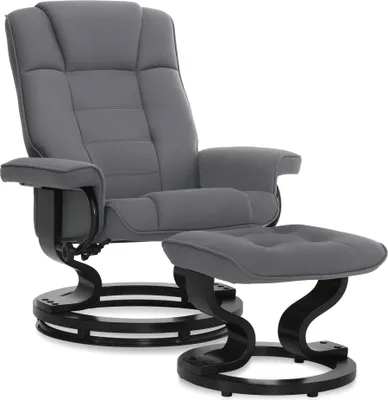Produktbild von M MCombo Relaxsessel mit Hocker, Fernsehsessel, 9019 (Grau-Mikrofaser)