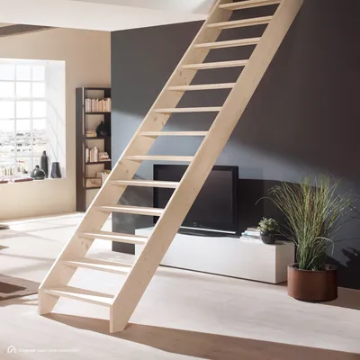 Produktbild von Holztreppe Intercon Savoy | Fichte | gerader Verlauf | ohne Geländer | ohne Setzstufen | Stiege