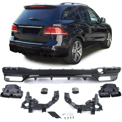 Produktbild von Heckdiffusor für Mercedes GLE W166 ab 2015-2018 Stoßstange + Endrohre schwarz