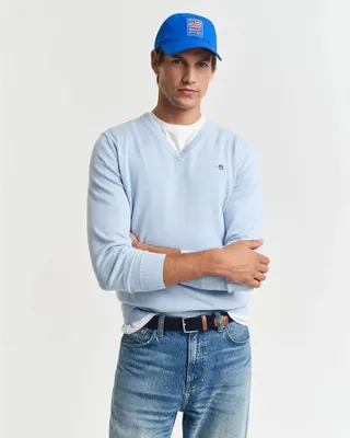 Image de Gant 8030562 Pull à col en V Bleu M Homme Bleu M