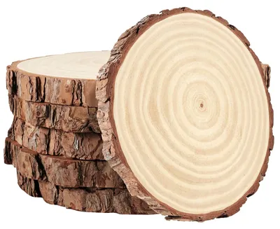 Produktbild von 6 Stück natürliche Holzscheiben – unbehandelte Holzrundlinge für Bastelarbeiten und Dekorationen