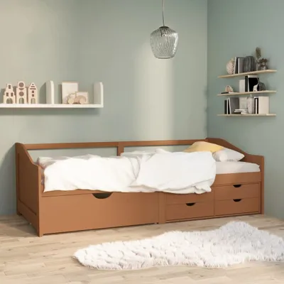 Produktbild von Tagesbett 3-Sitzer Schubladen Honigbraun Kiefernholz 90x200 cm - Polsterbett CC12271