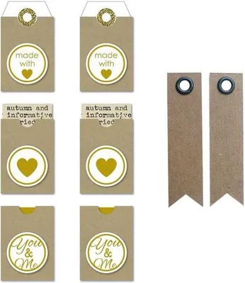 Produktbild von Etiketten-Aufkleber Made with love - Kraft + 20 Wimpel Kraft Etiketten