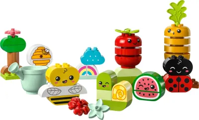 Produktbild von LEGO 10984 DUPLO My First Biogarten Bausteine-Box, Lernspielzeug für Kleinkinder ab 1,5 Jahren, mit Marienkäfer, Hummel, Obst & Gemüse, Stapelspielzeug für Babys