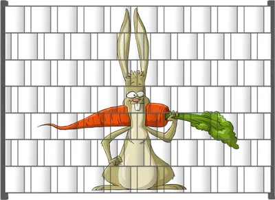 Produktbild von Wallario Zaunsichtschutz mit Motiv Lustiger Hase mit Möhre im Comic Stil für Ein- und Doppelstabmatten Zäune in der Größe 200 x 140 cm