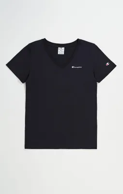Produktbild von CHAMPION Damen V-Neck-T-Shirt mit Champion Logo - Schwarz Schwarz XS