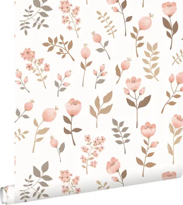 Produktbild von ESTAhome Tapete Blumen Hellrosa und Olivgrün 53 cm x 10.05 m