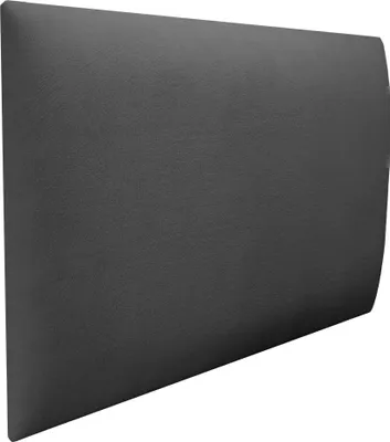 A single, dark gray upholstered wall panel, presented at a diagonal.