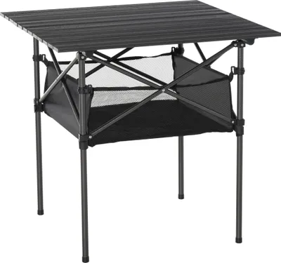 Produktbild von Outsunny Campingtisch aus Aluminium faltbar Klapptisch Falttisch mit Netztasche tragbarer Picknicktisch für Camping Garten Party Picknick Balkon Schwarz 70 x 70 x 69 cm