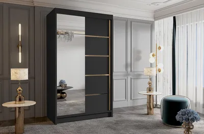 Obrázek produktu pro Šatní skříň se zrcadlem MILINA - 100 cm, černá