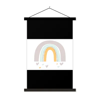 Produktbild von MuchoWow® Textilposter Regenbogen - Herzen - Mädchen - Jungen - Pastellfarben 150x100 cm mit schwarzem Rahmen - Schlafzimmer