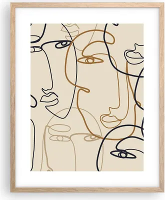 Produktbild von Gerahmtes Poster - Rahmen in heller Eiche - Frau Gesicht Linie - 40x50 cm - Wand Bild - Wanddeko - Wandbilder - Kunstposter - Wandposter - Bilderrahmen - Bilder - Kunstdruck - P2NPA40x50-5109