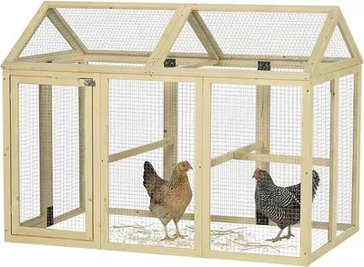 Zdjęcie produktu dla Klatka dla kur z wybiegiem, wykonana z drewna. Klatka dla kur z wybiegiem o wymiarach 140 x 88,5 x 106 cm - kolor naturalny