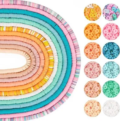 Immagine prodotto di Set di perline Heishi per l'artigianato artistico - 4200 pezzi, perline in Vetroceramica da 6 mm per la creazione di gioielli - Ideali per bracciali, collane e orecchini