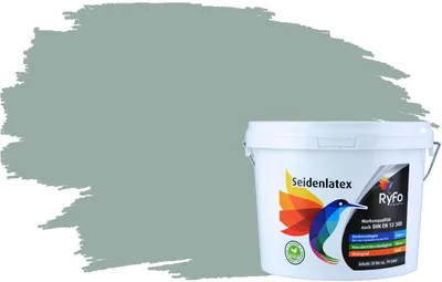Produktbild von RyFo Colors Seidenlatex Trend Grautöne Moosgrau 3l - bunte Innenfarbe, weitere Grau Farbtöne und Größen erhältlich