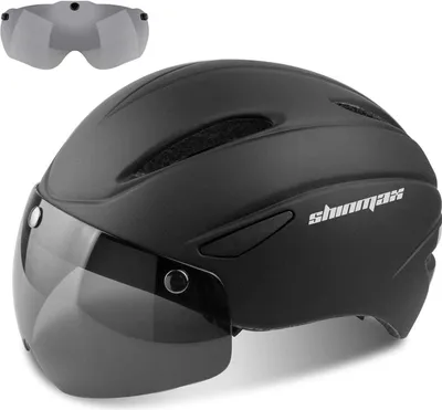 Image de Casque de vélo Shinmax avec visière Lunettes de protection magnétiques amovibles Noir