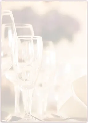 Produktbild von Motiv Briefpapier (Gastro-5041, DIN A4, 25 Blatt). Einseitig bedrucktes Briefpapier,  beschreibbar, Motivpapier für alle Drucker/Kopierer geeignet Motiv Gastronomie Restaurant Gläser Glas Sekt