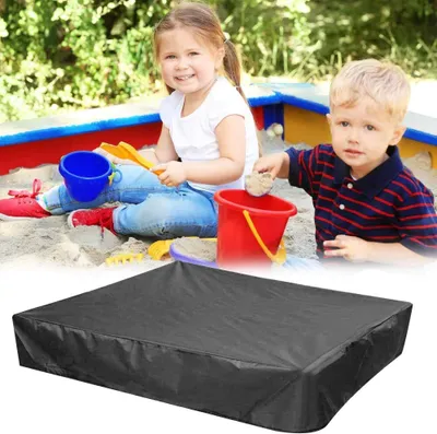 Produktbild von Sandkastenabdeckungen für 180cm*180cm Sandkasten Wasserdicht Sandkasten Abdeckung Oxford-Stoff Schwarz Sandkasten Abdeckplane mit Kordelzug für Sandkasten