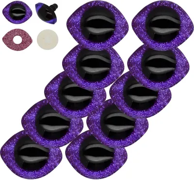 Produktbild von 5 Paar Tier Glitzer-Augen 30mm m. Gegenstück XL Sicherheitsaugen Katzenaugen Plüschtieraugen Teddyaugen, Größe:28 x 23 mm | 25 mm, Farbe:lila
