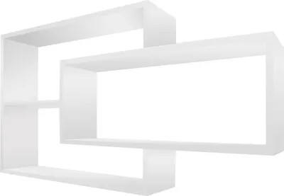 A modern white wall shelf unit.
