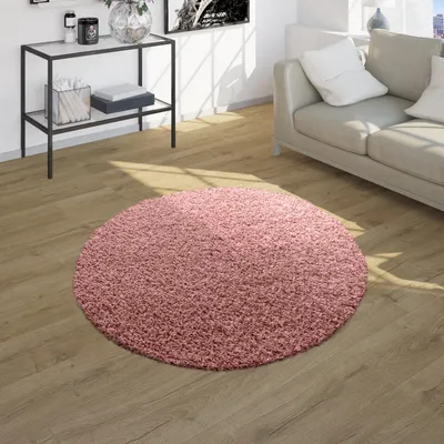 Produktbild von Shaggy Teppich Hochflor Langflor Teppiche Hochwertig Pastell Uni Versch. Farben Grösse Ø 120 cm Rund