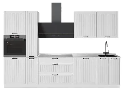Productafbeelding van Complete keukeneenheid Vicco Fame-Line Wit Landhuis/Wit 310 cm, WB Marmer, Model 64346