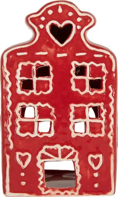 Immagine prodotto di Clayre & Eef Portacandele House 8x7x13 cm in Vetroceramica rossa