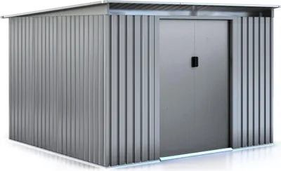 Produktbild von Gerätehaus aus Metall mit Flachdach "Texas" - 6,29 m² - Grau