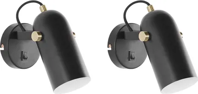 Produktbild von BELIANI Wandlampe 2er Set 1-flammig Schwarz 156 cm aus Metall Glockenförmig Elegant Modern Retro Stil