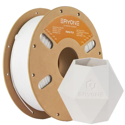 Produktbild von ERYONE Matte PLA 3D Drucker Filament 1.75mm, Maßgenauigkeit +/- 0.03 mm, 1 kg 1 Spule, Matte Weiß