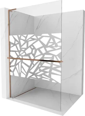 Produktbild von Mexen Kioto+ L Duschwand mit Regal Walk-in 100 x 200 cm, weißes Muster, roségold - 800-100-123-60-85