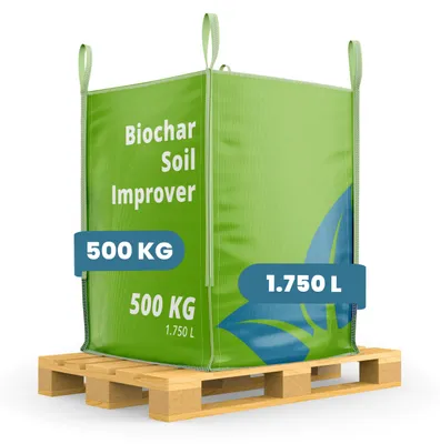 Obrázek produktu pro Biochar Zlepšovač Půdy 500 kg (1750 L) – Rostlinné Uhlí – Organický Zlepšovač Pro Dlouhodobou Úrodnost Půdy & Růst Rostlin – Organifer