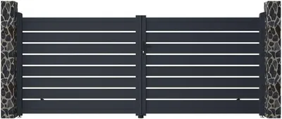 Produktbild von PRIMO Falttor, durchbrochen, aus anthrazitfarbenem Aluminium - 392 × 158 cm (B × H)
