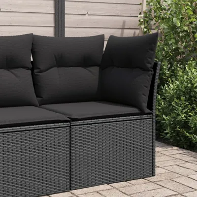 Produktbild von Garten-Ecksofa mit Kissen Schwarz Poly Rattan, Gartensofas 365985